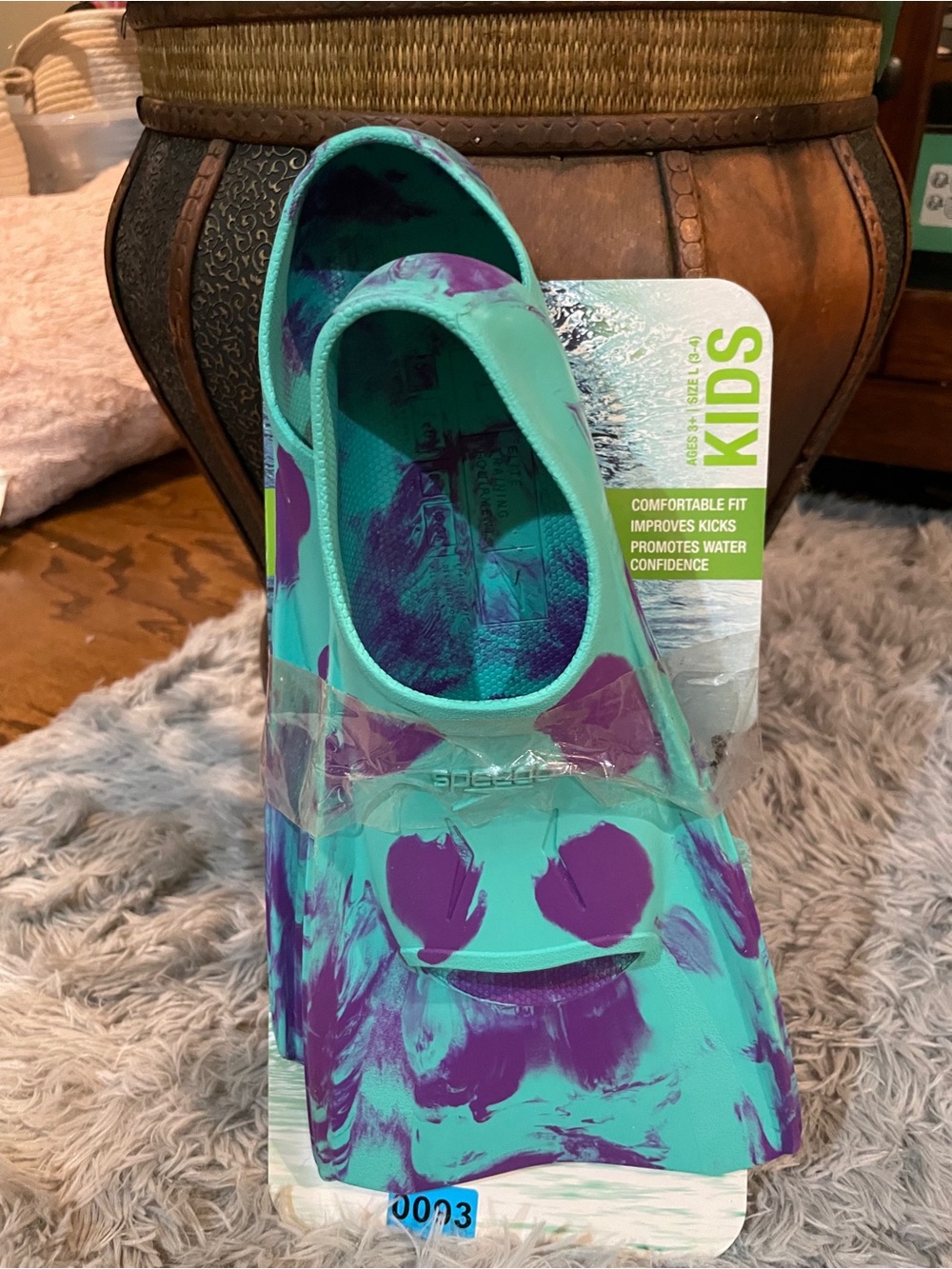 Swim fins Kids Slip-On Water Shoes in Teal & Purple - Comfortable Swim Fins
